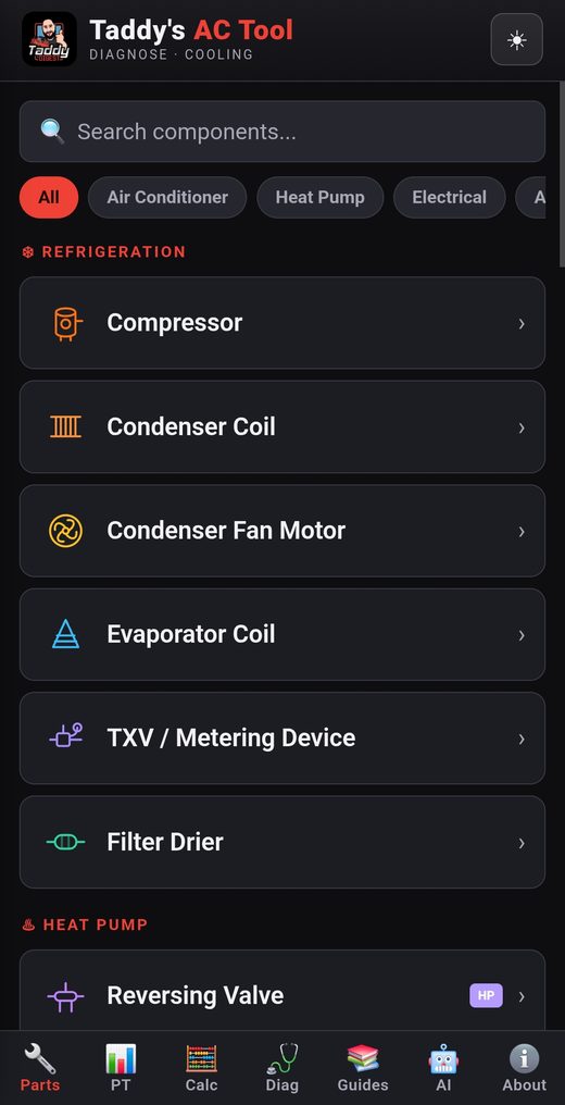 AC Tool Pro screenshot: Component library